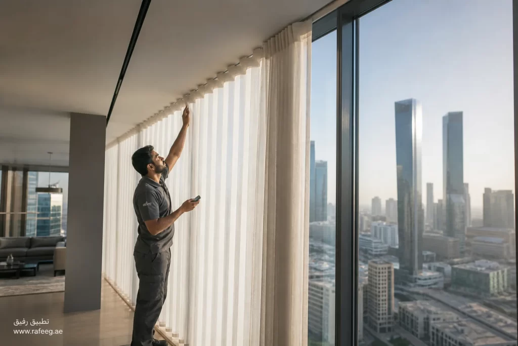 Curtain Installation in Dubai: High Windows and Motors